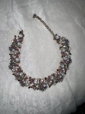 Pink and white flower necklace